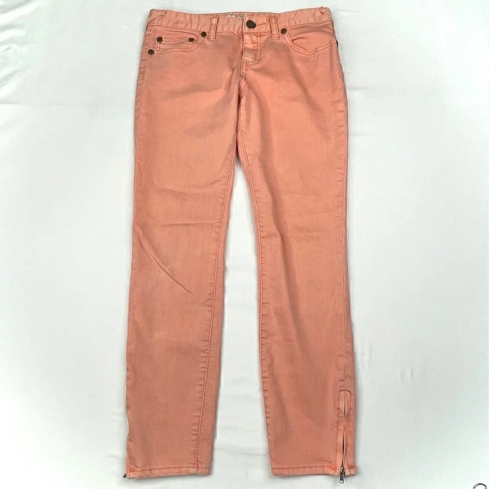FREE PEOPLE Orange Ankle Zip Skinny Jean